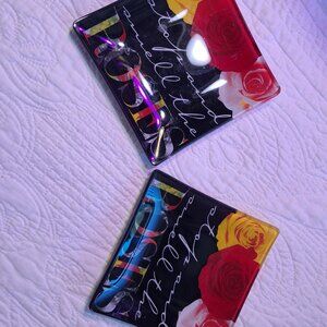 Two 5" X 5" Decorative "Stop and Smell the Roses" Plates For trinkets, Change..